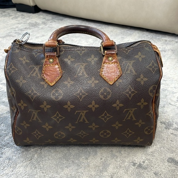 Louis Vuitton Monogram Speedy 25 Hand Bag Classic Designer Brown Tan - Picture 4 of 17